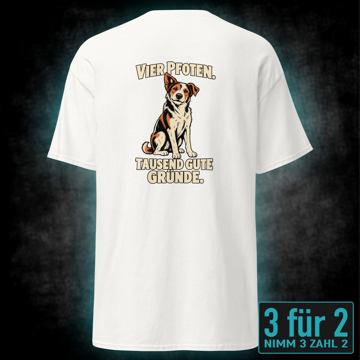 Vier Pfoten, Unisex T-Shirt Rücken