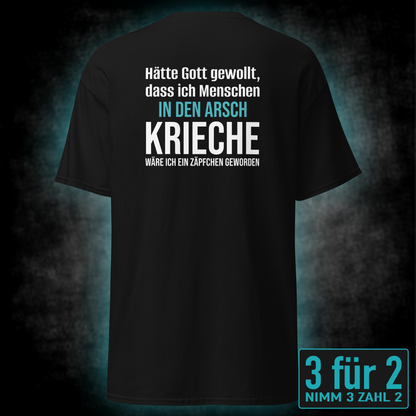 Arsch kriechen, Unisex T-Shirt Rücken