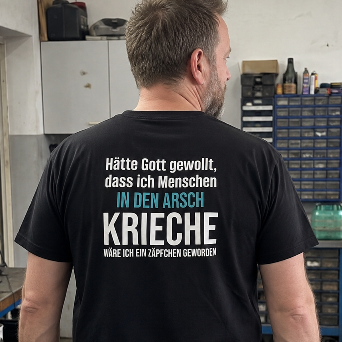 Arsch kriechen, Unisex T-Shirt Rücken