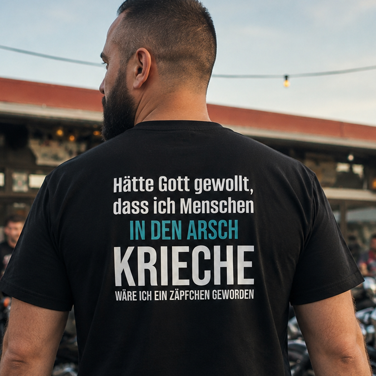 Arsch kriechen, Unisex T-Shirt Rücken