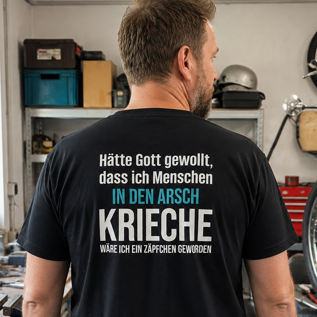 Arsch kriechen, Unisex T-Shirt Rücken