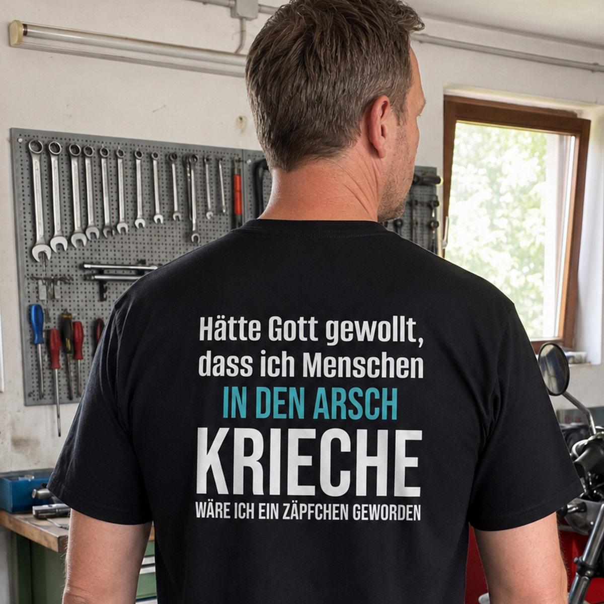 Arsch kriechen, Unisex T-Shirt Rücken