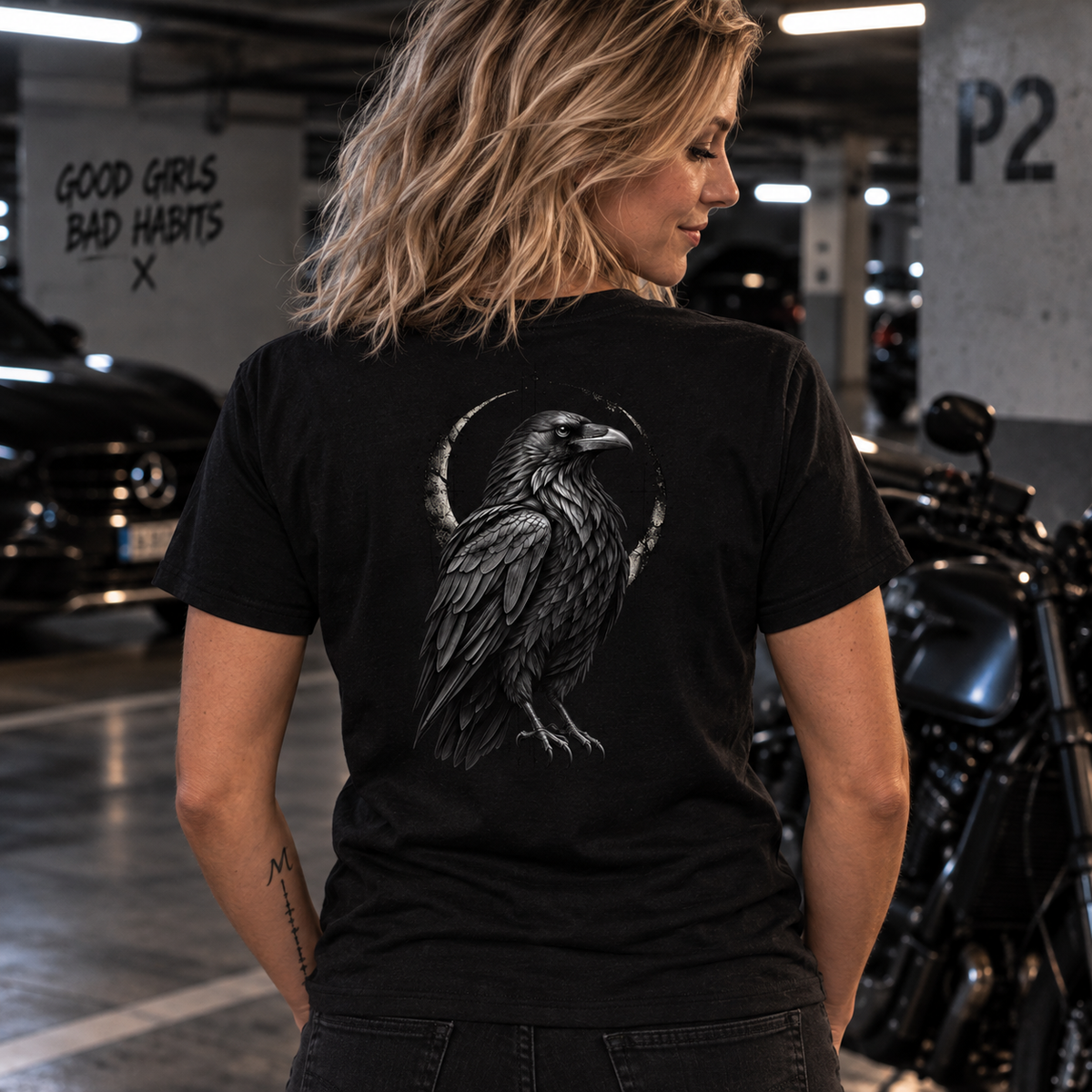 Black Raven, Unisex T-Shirt Rücken