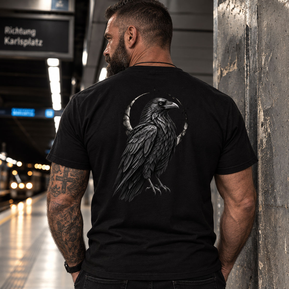 Black Raven, Unisex T-Shirt Rücken