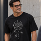 T-Shirt "Dark Rose" mit Motiv, schwarz, am Model, Ansicht 3 – SEELENSCHWARZ
