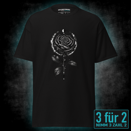 T-Shirt "Dark Rose" mit Motiv, schwarz, Vorderansicht – SEELENSCHWARZ