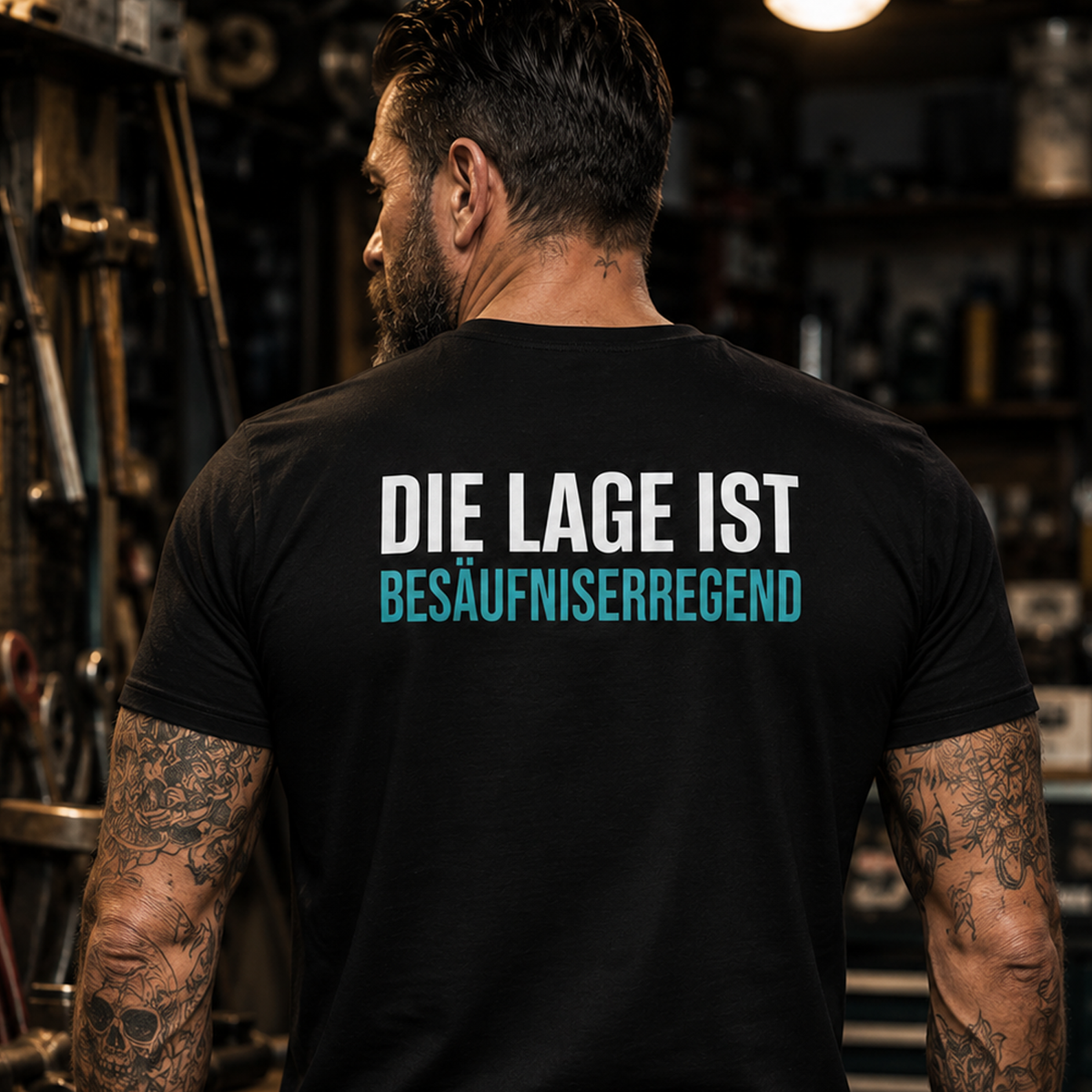 Besäufniserregend, Unisex T-Shirt Rücken