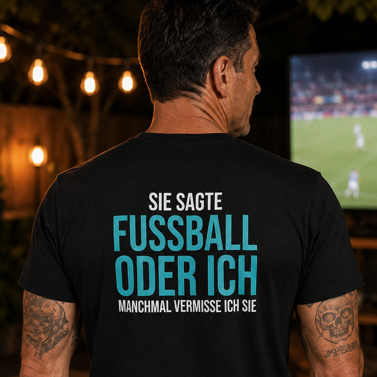 Fussball oder ich, Unisex T-Shirt Rücken