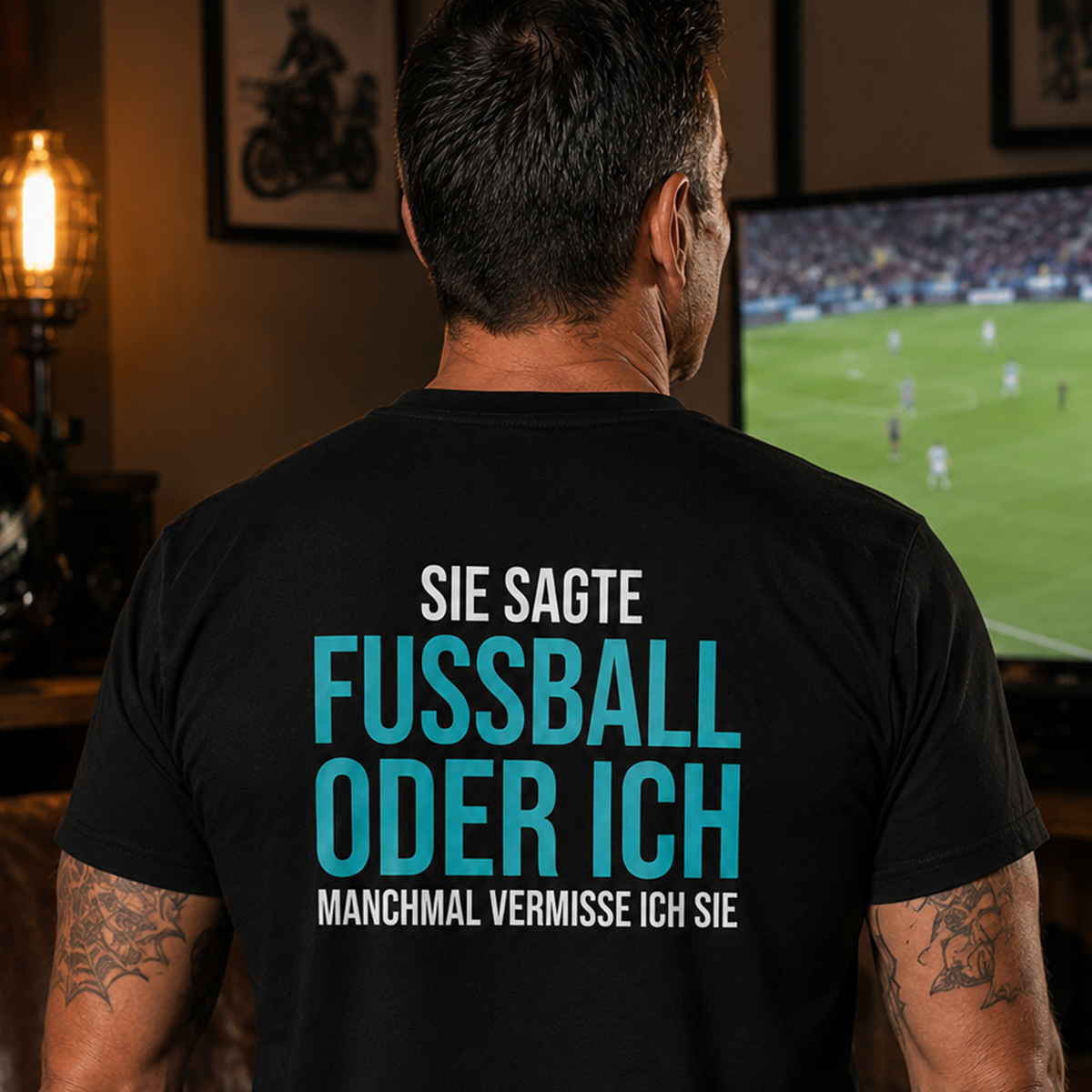 Fussball oder ich, Unisex T-Shirt Rücken