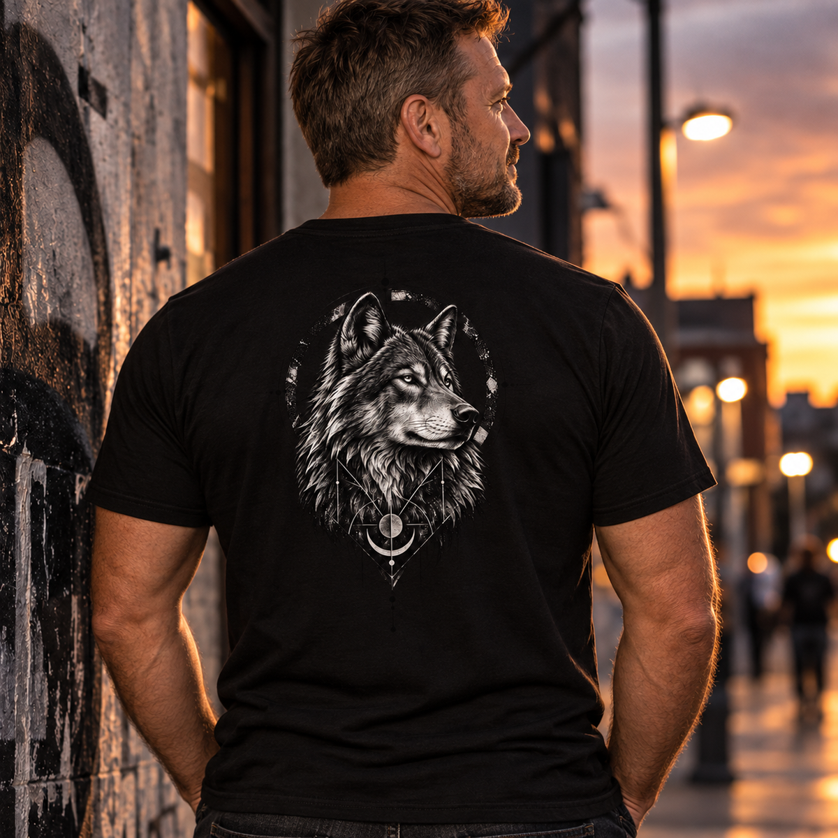 Geometric Wolf, Unisex T-Shirt Rücken