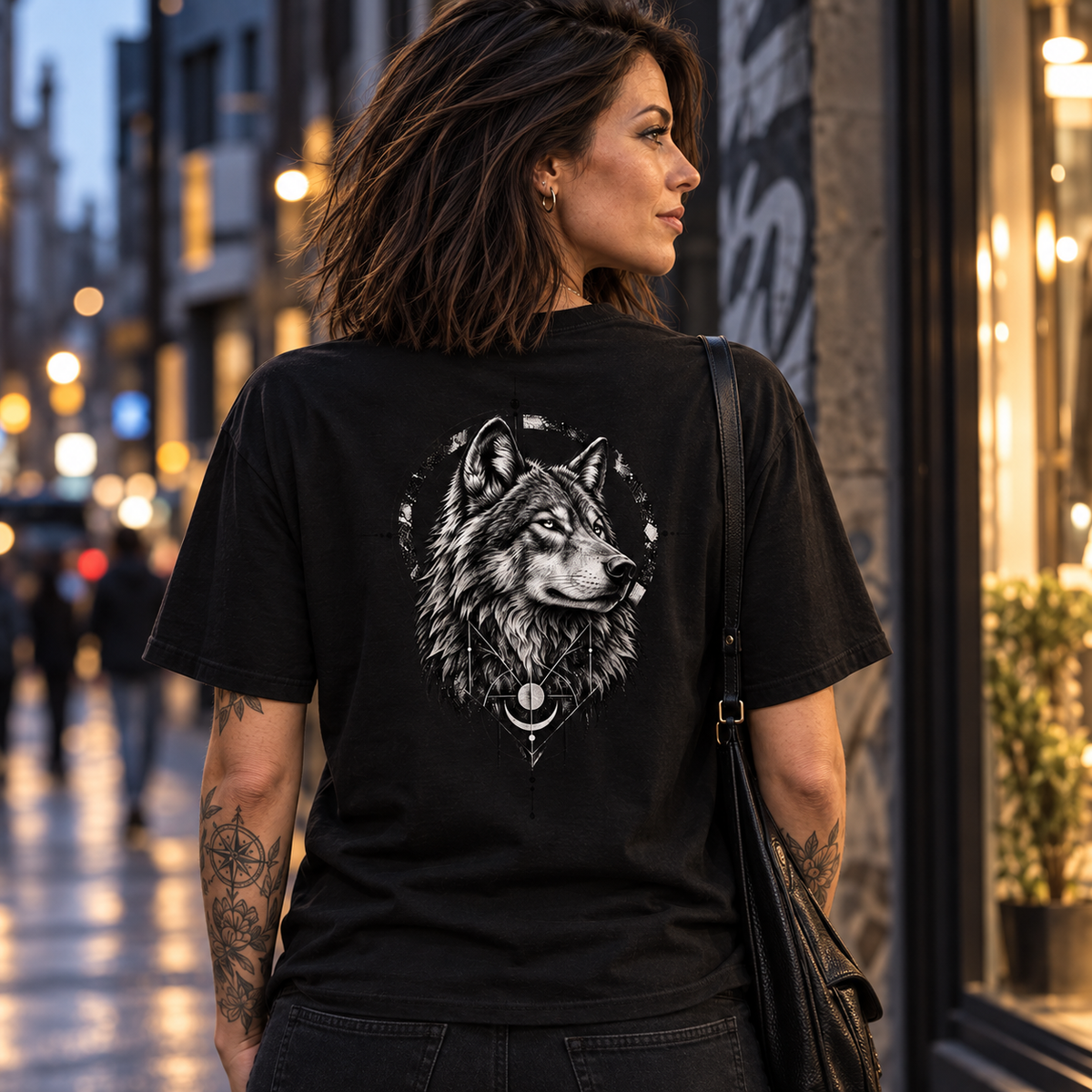 Geometric Wolf, Unisex T-Shirt Rücken