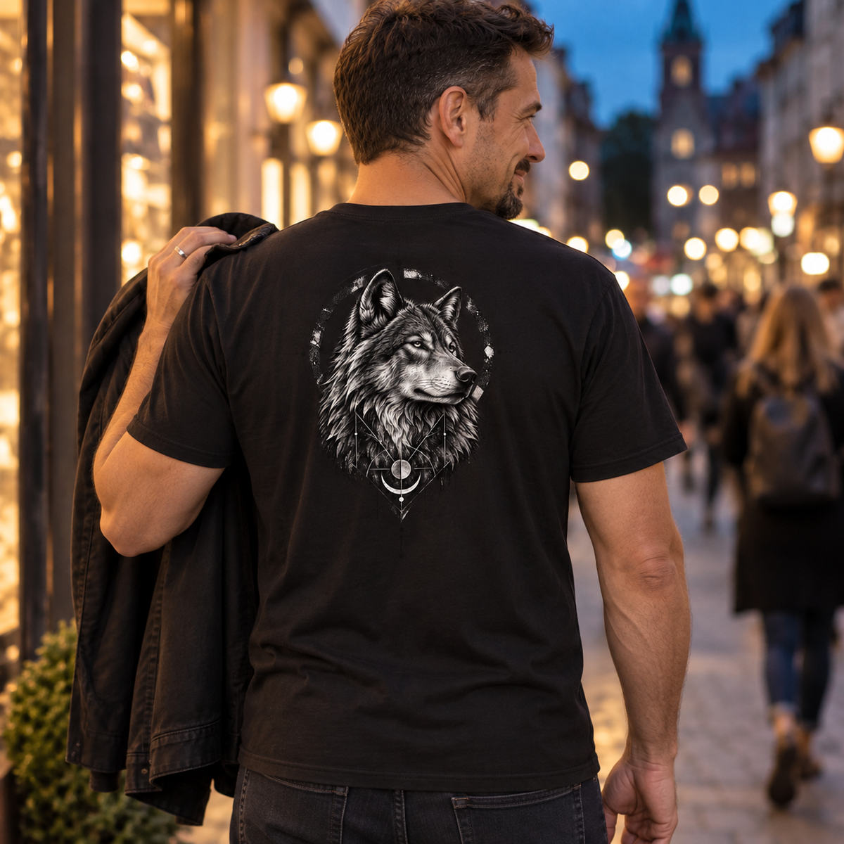 Geometric Wolf, Unisex T-Shirt Rücken