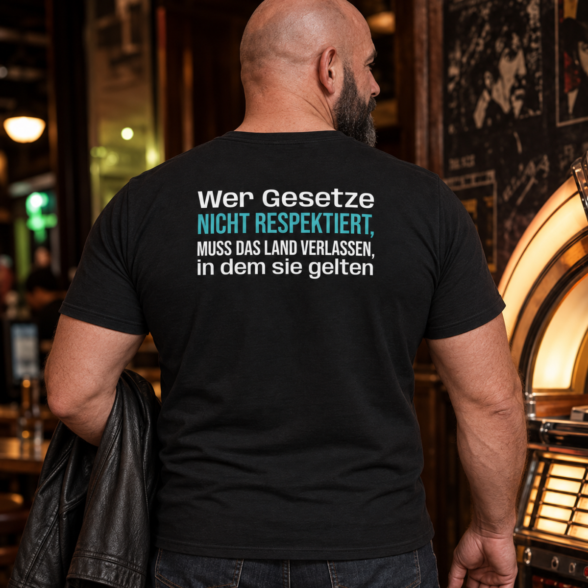 Gesetze respektieren, Unisex T-Shirt Rücken