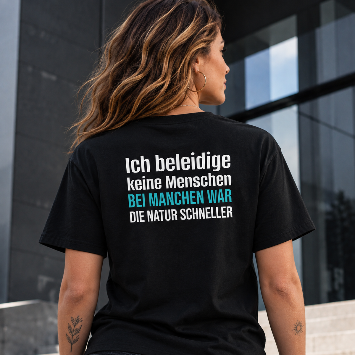 Ich beleidige keine Menschen, Unisex T-Shirt Rücken