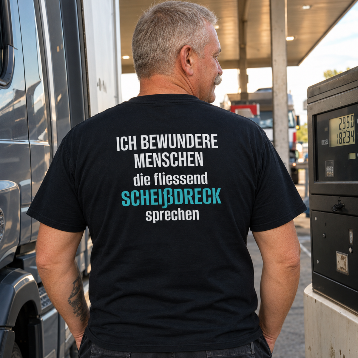 Ich bewundere Menschen, Unisex T-Shirt Rücken
