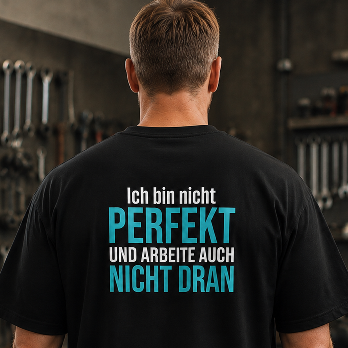 Ich bin nicht perfekt, Unisex T-Shirt Rücken