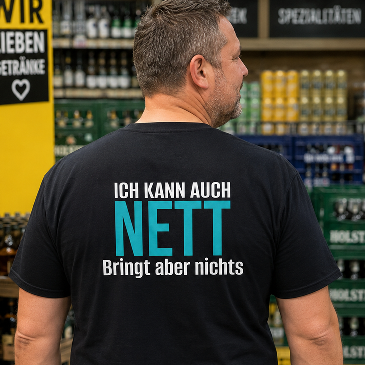 Ich kann auch nett, Unisex T-Shirt Rücken