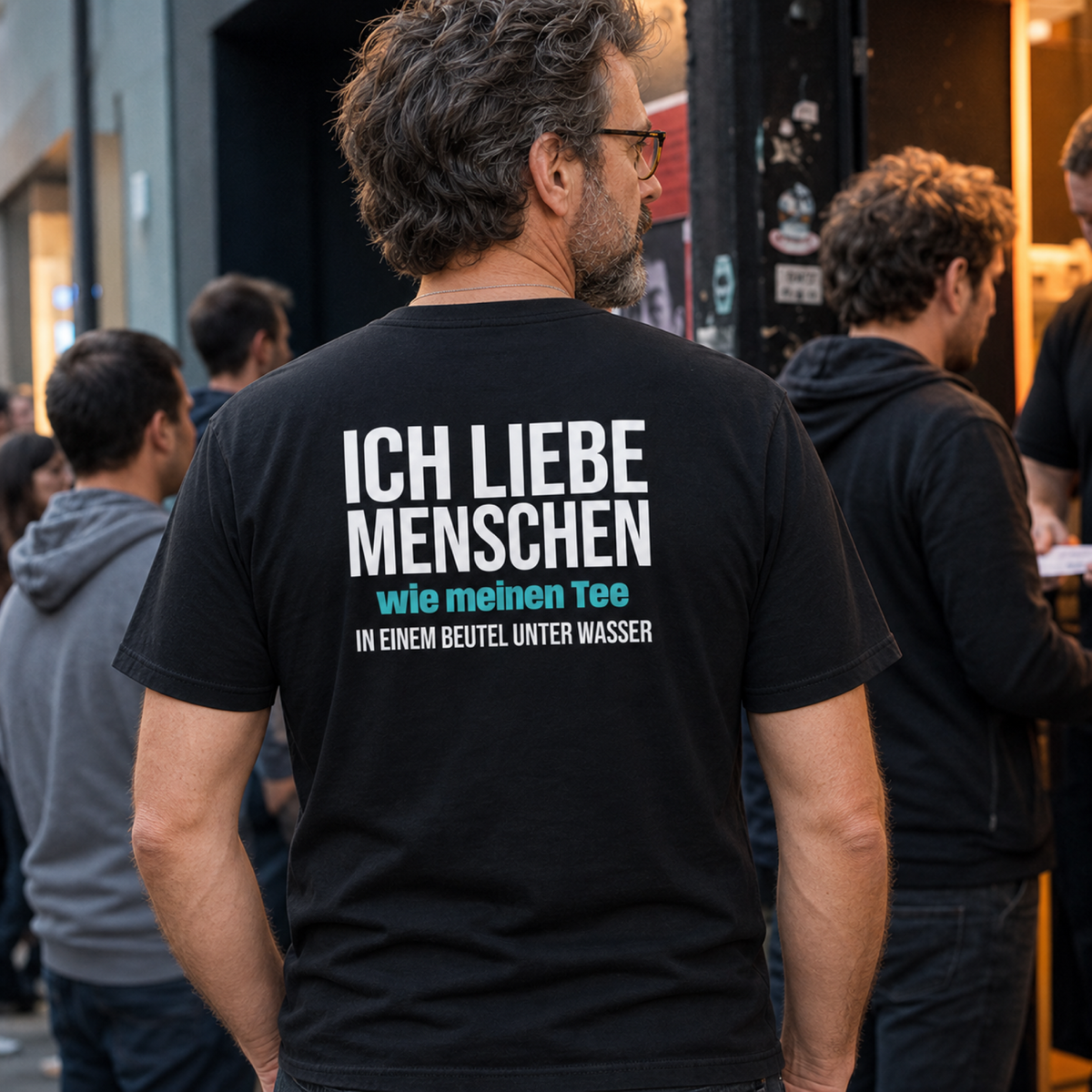 Ich liebe Menschen, Unisex T-Shirt Rücken
