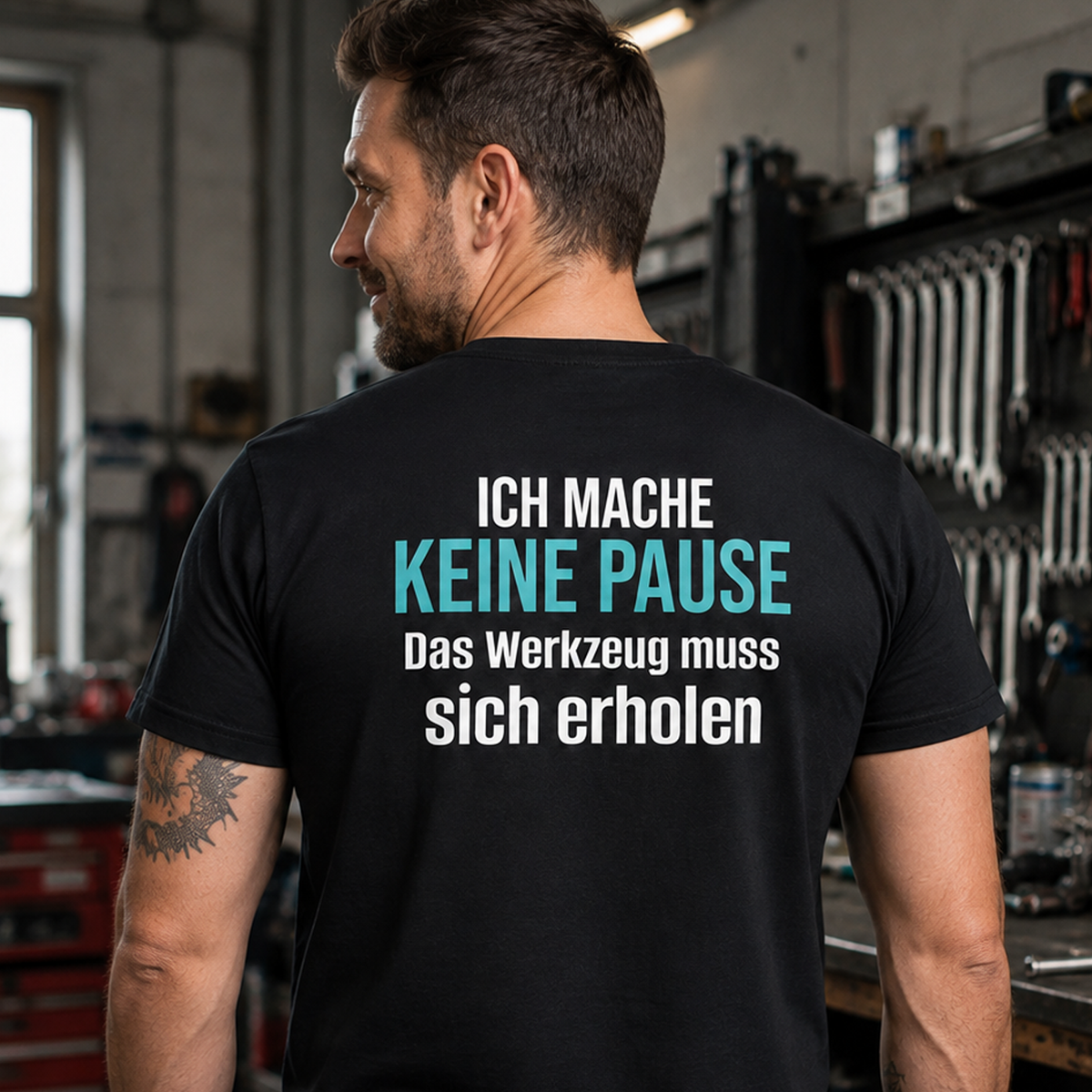 Ich mache keine Pause, Unisex T-Shirt Rücken