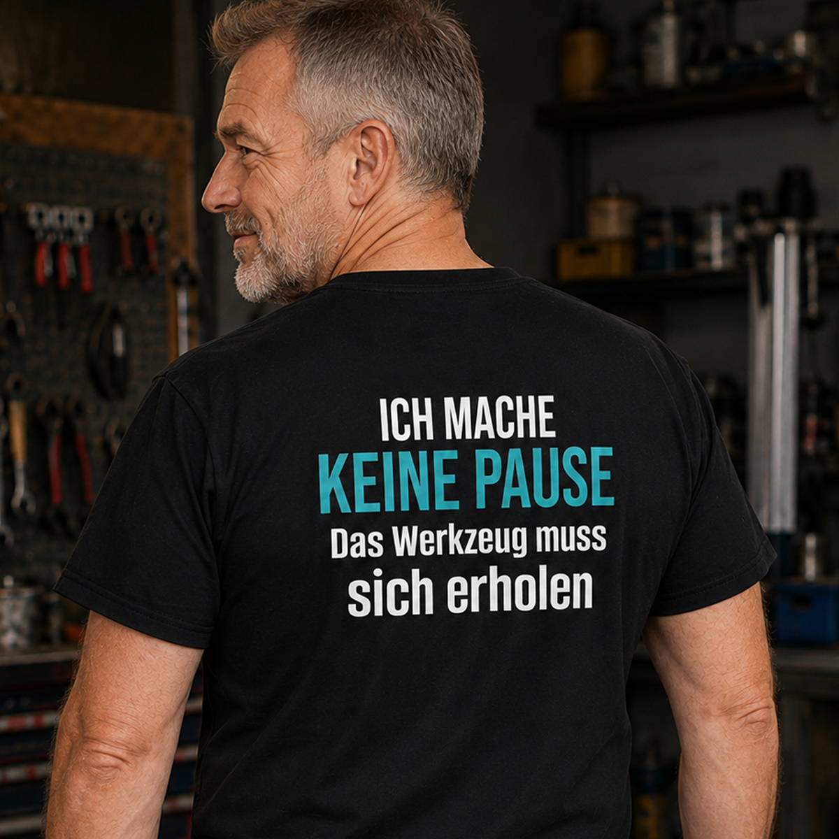 Ich mache keine Pause, Unisex T-Shirt Rücken
