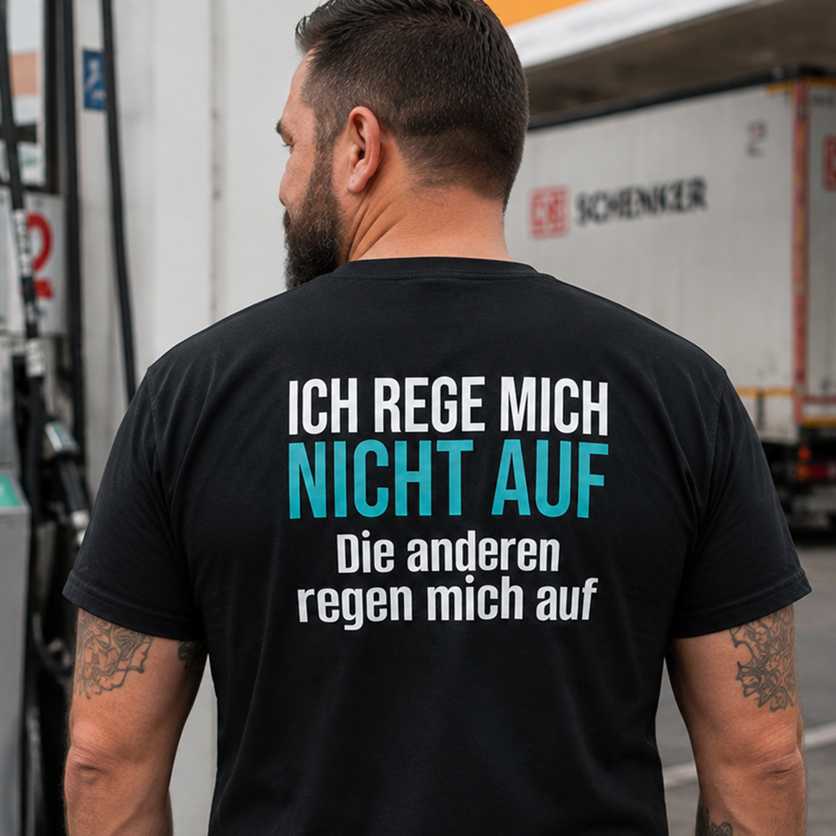 Ich rege mich nicht auf, Unisex T-Shirt Rücken