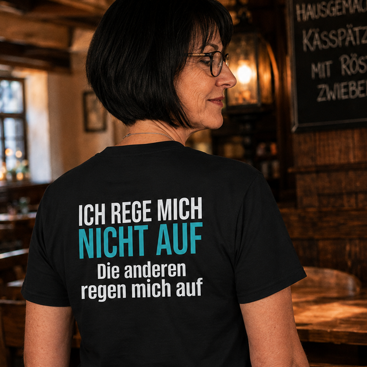 Ich rege mich nicht auf, Unisex T-Shirt Rücken