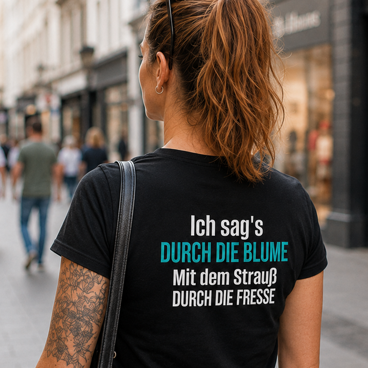 Ich sag’s durch die Blume, Unisex T-Shirt Rücken