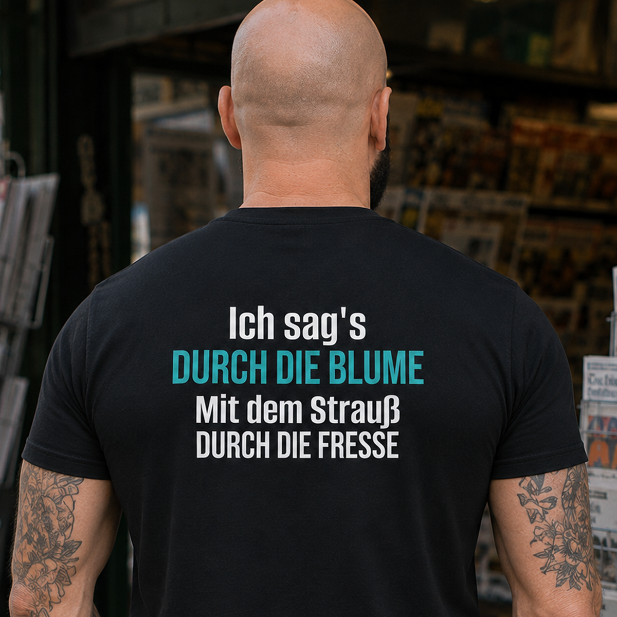 Ich sag’s durch die Blume, Unisex T-Shirt Rücken