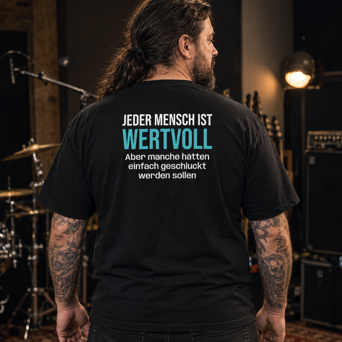 Jeder Mensch ist wertvoll, Unisex T-Shirt Rücken