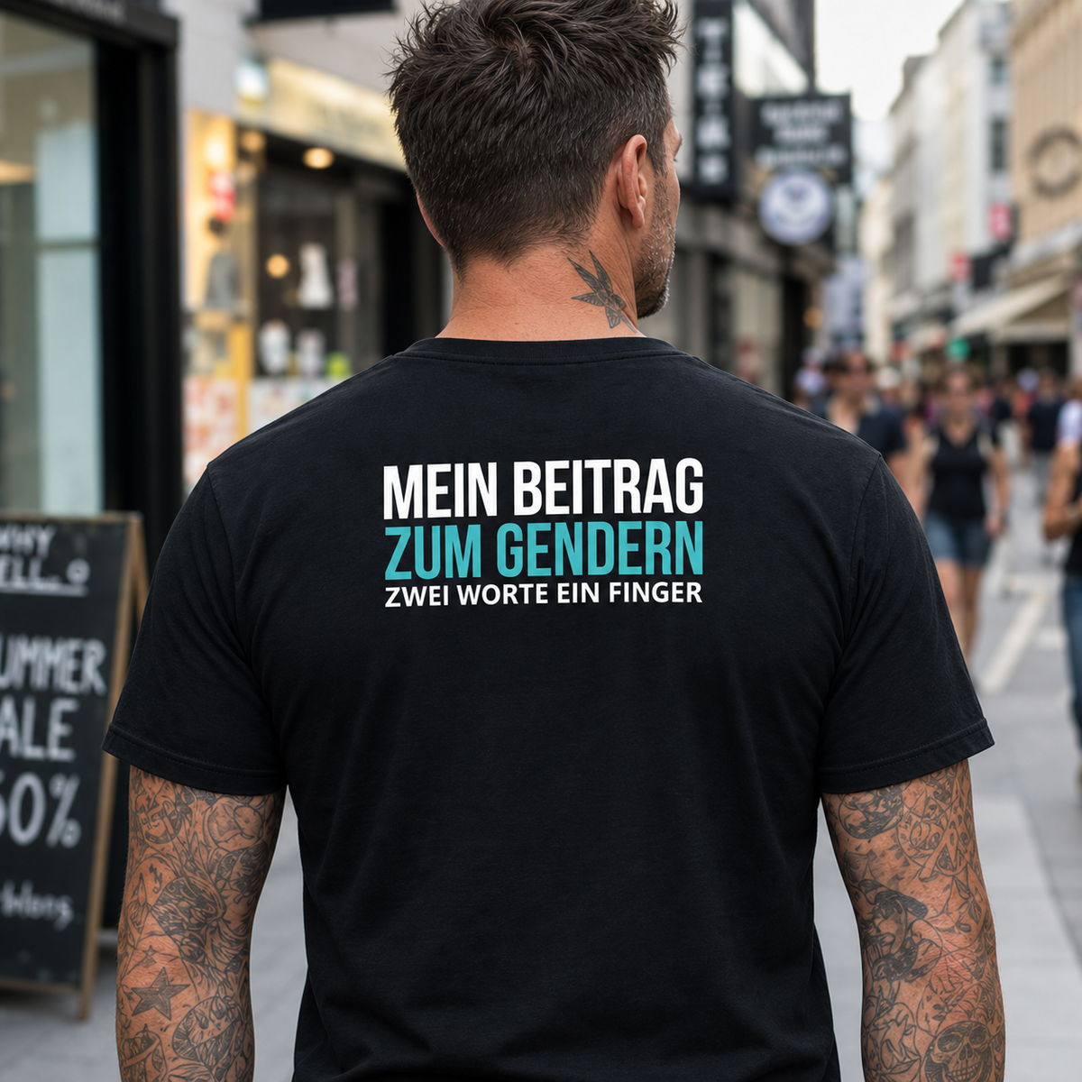 Mein Beitrag zum Gendern, Unisex T-Shirt Rücken