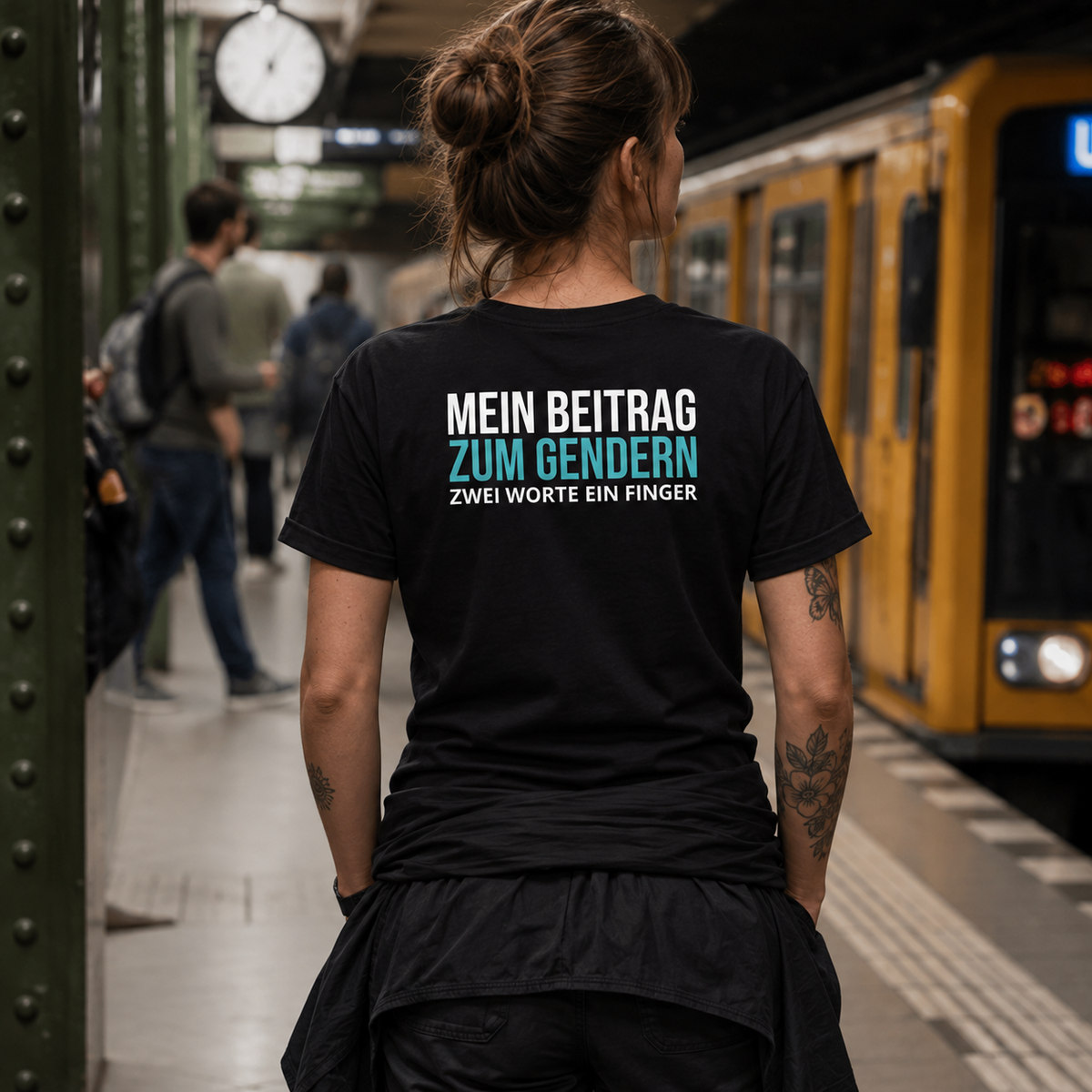 Mein Beitrag zum Gendern, Unisex T-Shirt Rücken