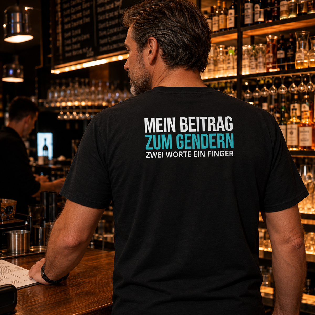 Mein Beitrag zum Gendern, Unisex T-Shirt Rücken