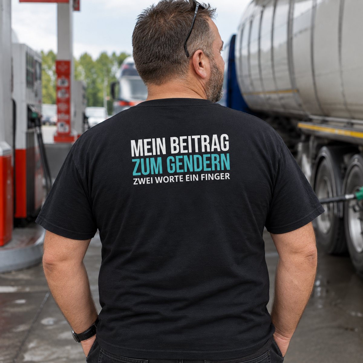Mein Beitrag zum Gendern, Unisex T-Shirt Rücken