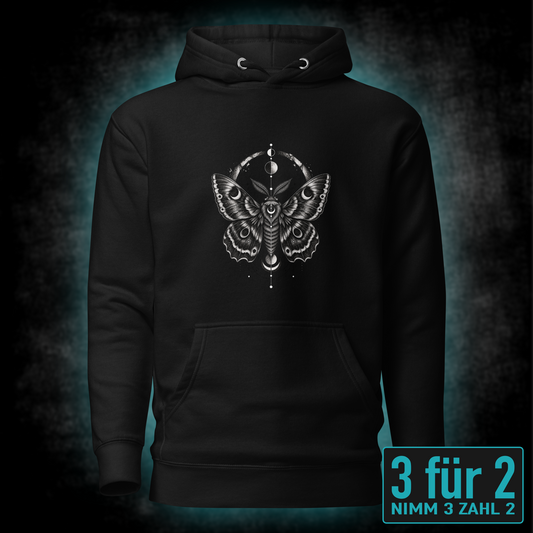 Hoodie "Noctis" mit Motiv, schwarz, Vorderansicht – SEELENSCHWARZ