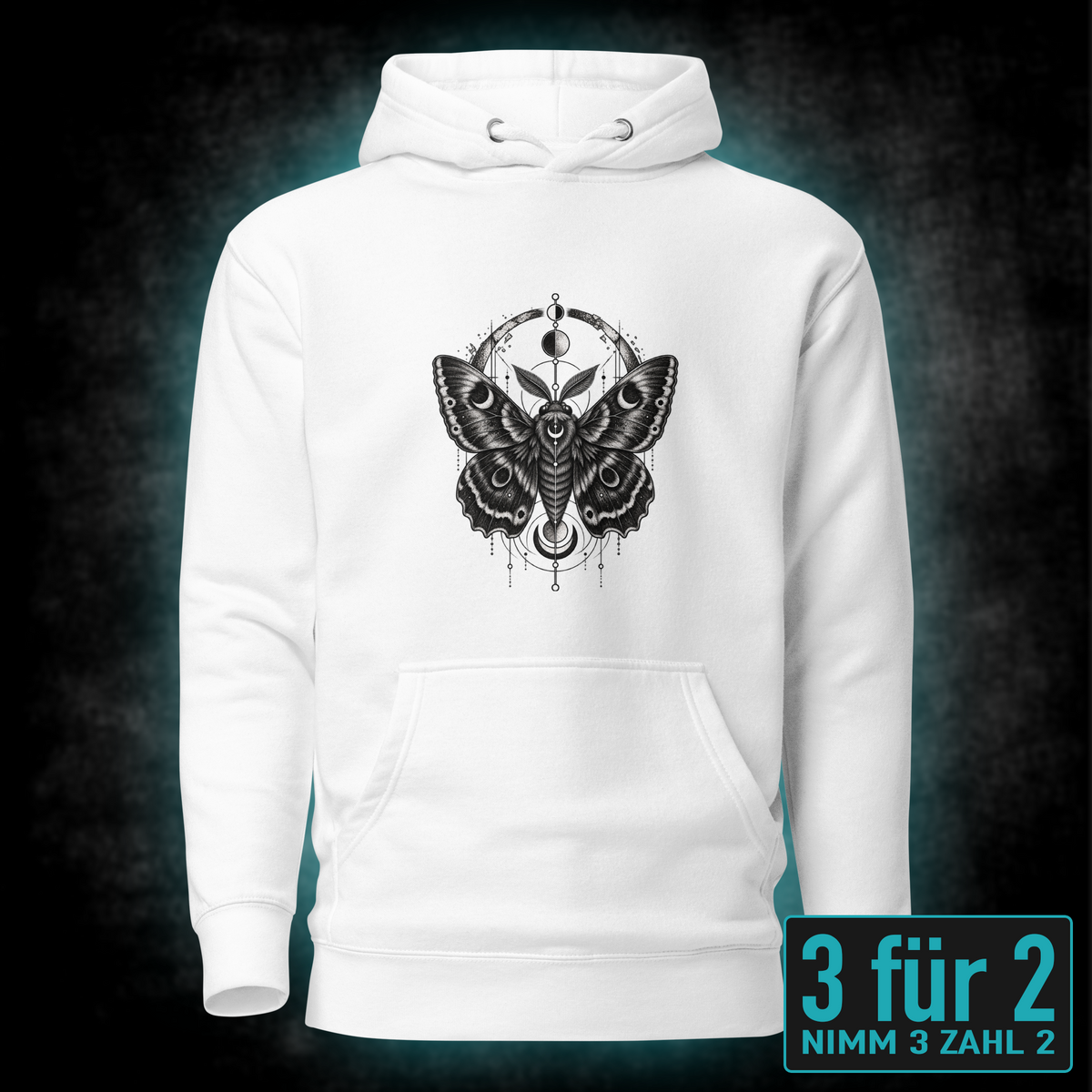 Hoodie "Noctis" mit Motiv, schwarz, Vorderansicht – SEELENSCHWARZ