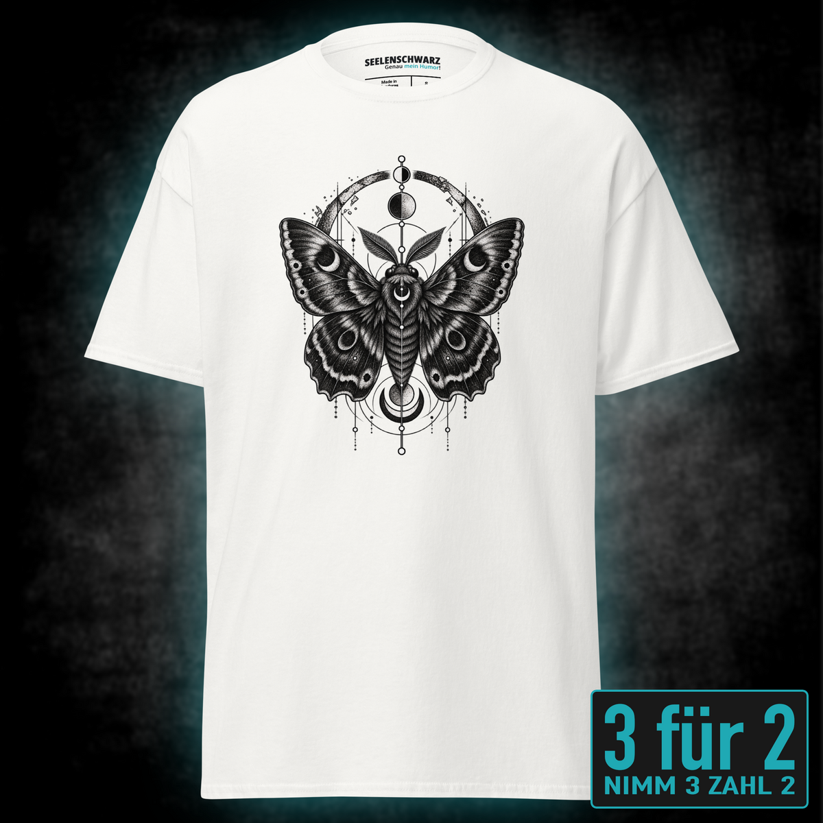 T-Shirt "Noctis" mit Motiv, schwarz, Vorderansicht – SEELENSCHWARZ