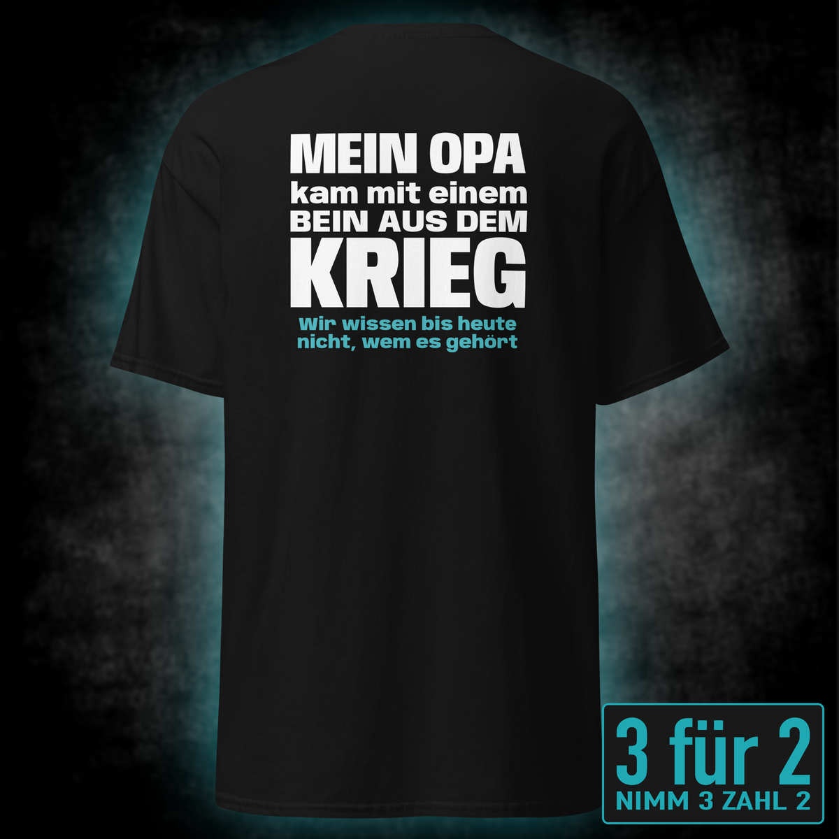 Opa mit einem Bein, Unisex T-Shirt Rücken
