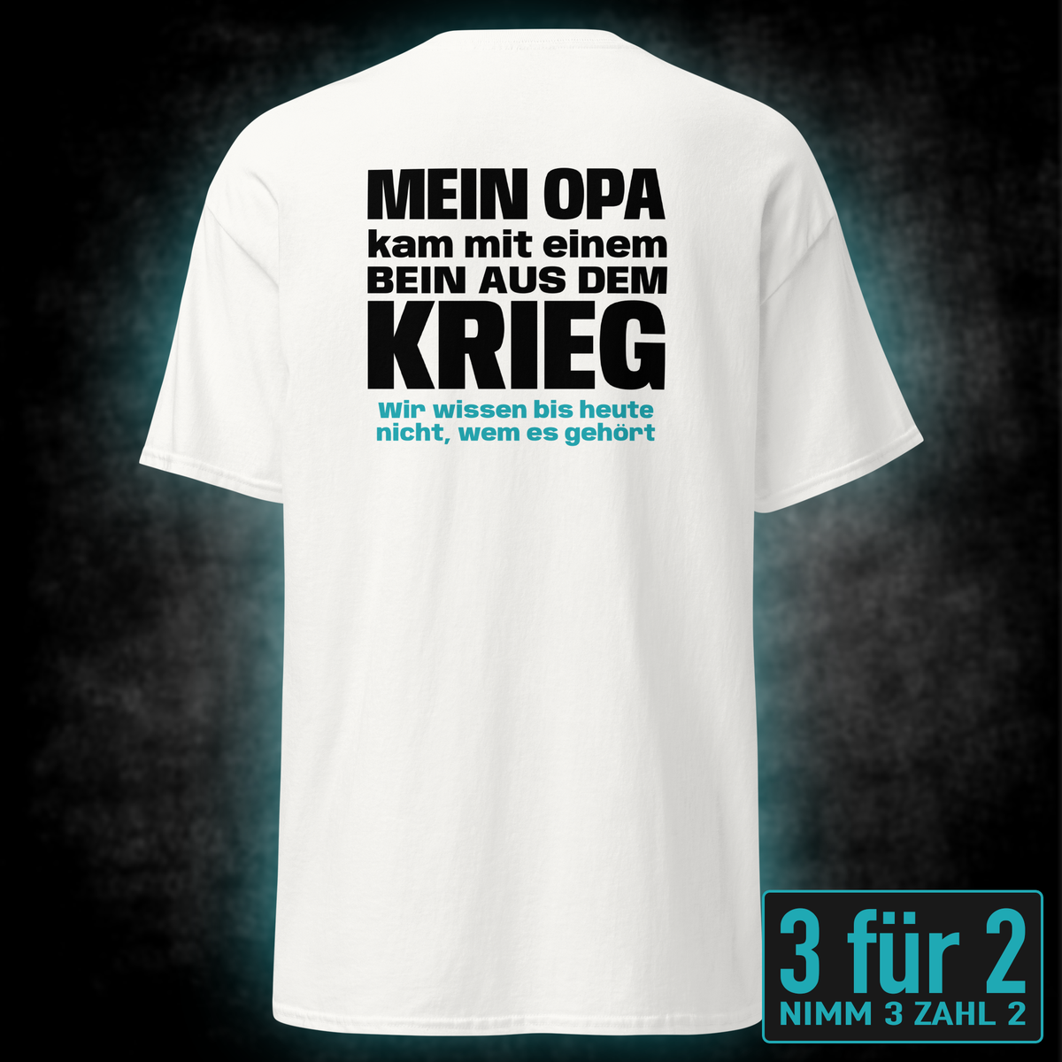 Opa mit einem Bein, Unisex T-Shirt Rücken