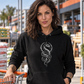 Hoodie "Serpent" mit Motiv, schwarz, am Model, Ansicht 2 – SEELENSCHWARZ