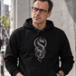 Hoodie "Serpent" mit Motiv, schwarz, am Model, Ansicht 4 – SEELENSCHWARZ
