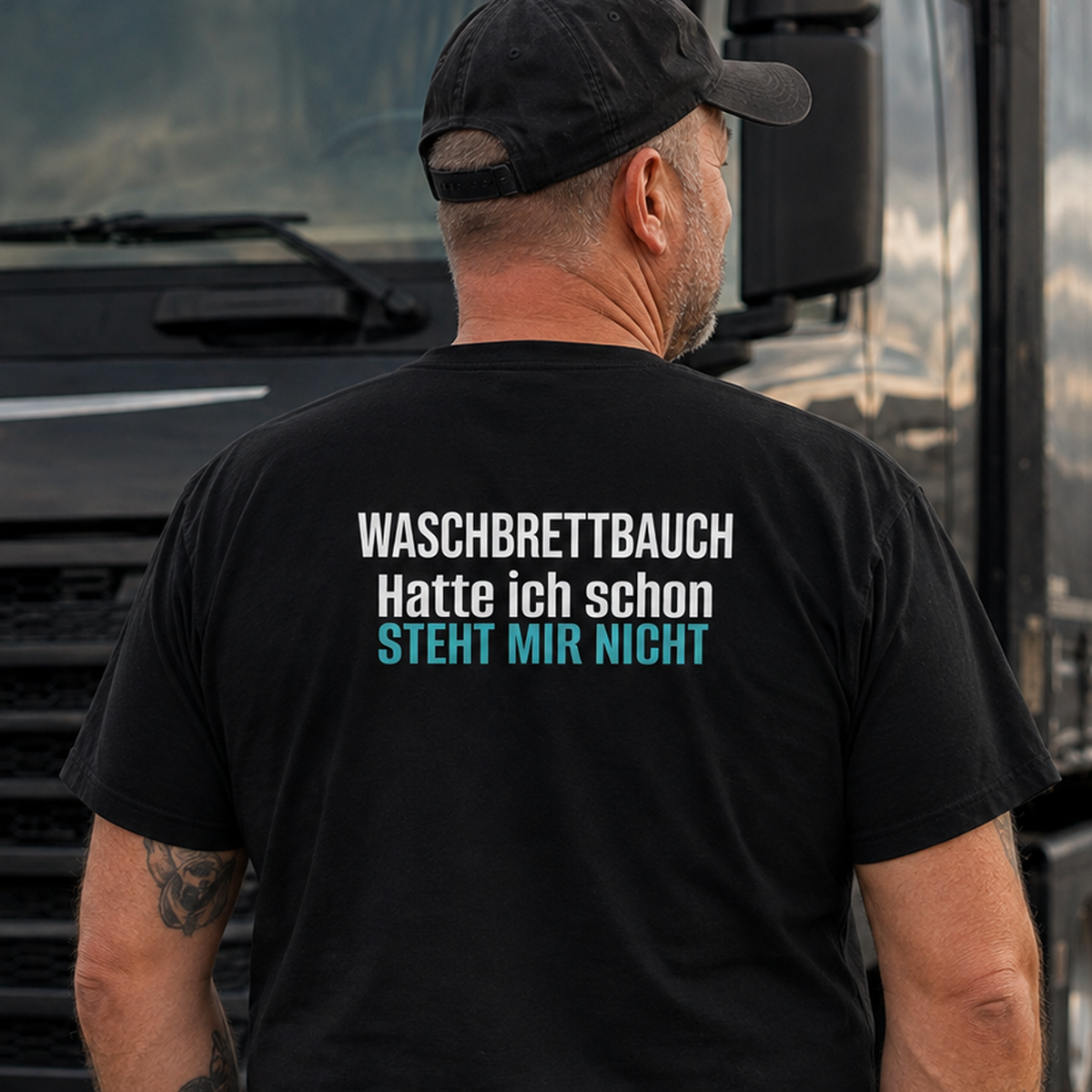 Waschbrettbauch, Unisex T-Shirt Rücken