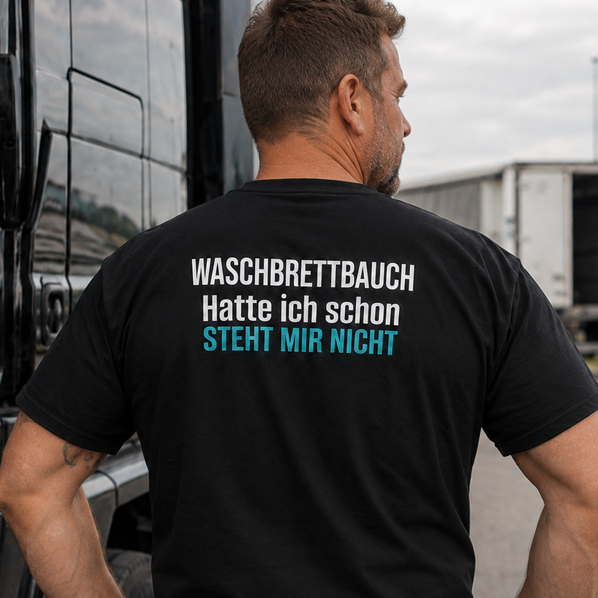 Waschbrettbauch, Unisex T-Shirt Rücken