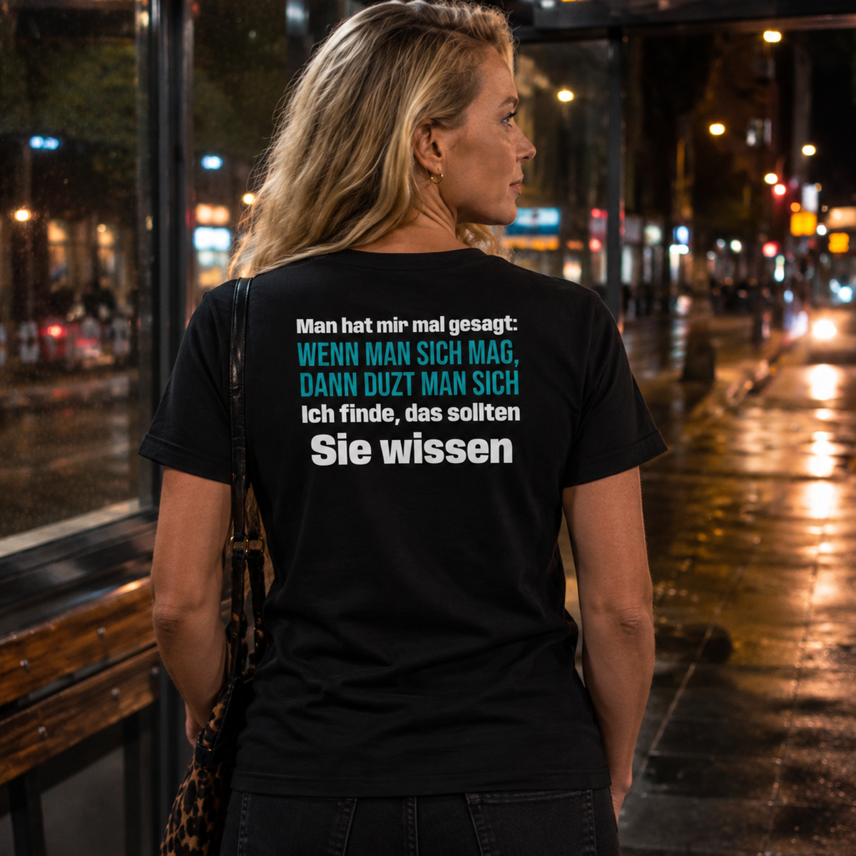 Wenn man sich mag, Unisex T-Shirt Rücken