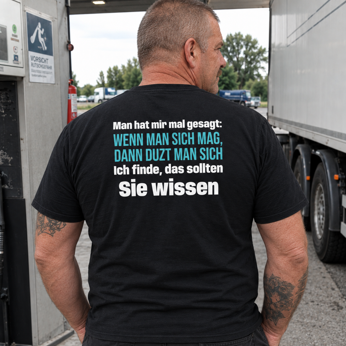 Wenn man sich mag, Unisex T-Shirt Rücken