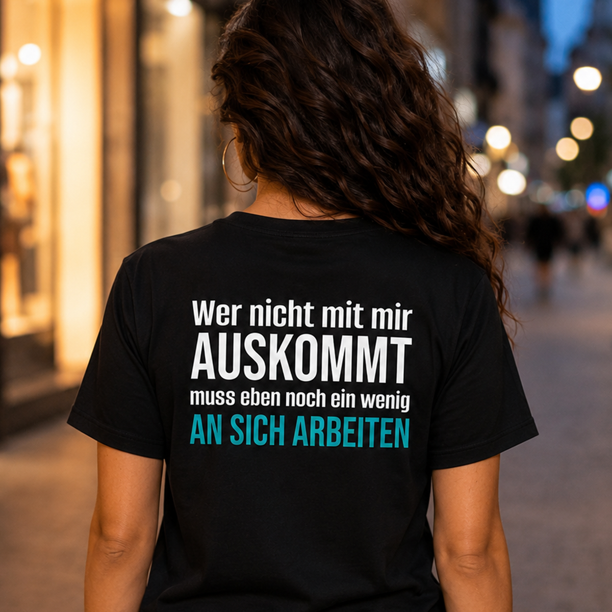 Wer nicht mit mir auskommt, Unisex T-Shirt Rücken
