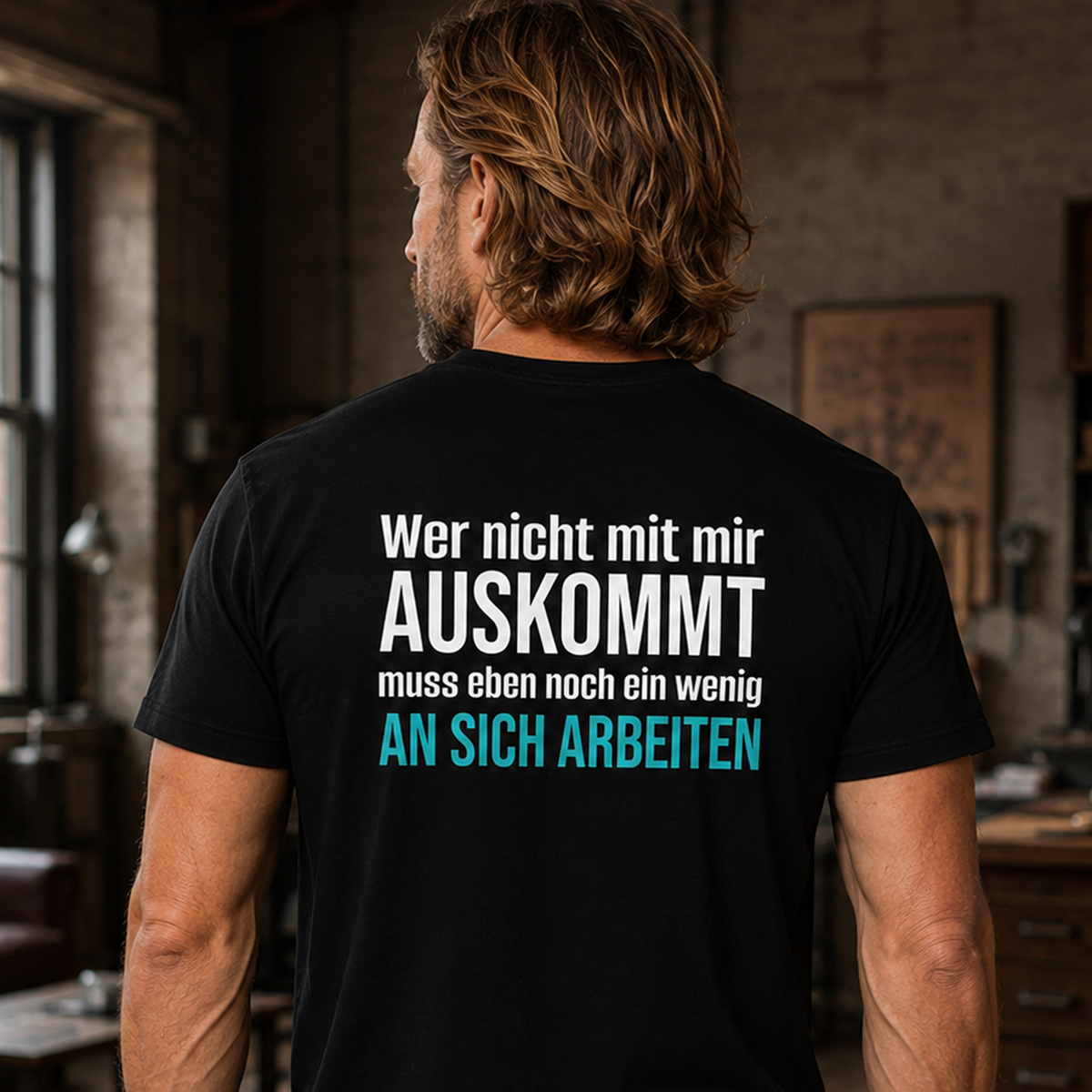 Wer nicht mit mir auskommt, Unisex T-Shirt Rücken